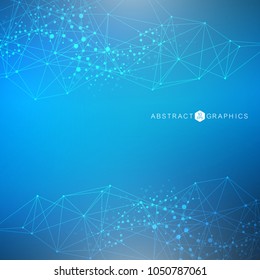 Structure molecule and communication. Dna, atom, neurons. Scientific concept for your design. Connected lines with dots. Medical, technology, chemistry, science background. Vector illustration