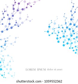 Structure molecule and communication. Dna, atom, neurons.Connected lines with dots. Medical, technology, chemistry, science background. Vector illustration.