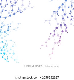 Structure molecule and communication. Dna, atom, neurons.Connected lines with dots. Medical, technology, chemistry, science background. Vector illustration.