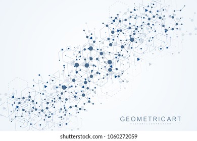 Estructura molécula y comunicación. Adn, átomo, neuronas. Concepto científico para su diseño. Líneas conectadas con puntos. Medicina, tecnología, química, ciencias. Ilustración del vector