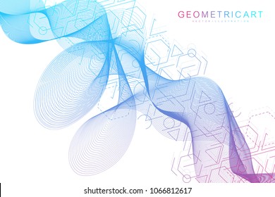 Structure molecule and communication. Dna, atom, neurons. Scientific concept for your design. Connected lines with dots. Medical, technology, chemistry, science background. Vector illustration