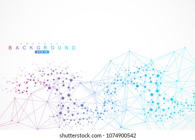 Structure molecule and communication. Dna, atom, neurons. Scientific concept for your design. Connected lines with dots. Medical, technology, chemistry, science background. Vector illustration