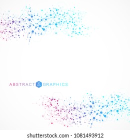 Estructura molécula y comunicación. Adn, átomo, neuronas. Concepto científico para su diseño. Líneas conectadas con puntos. Medicina, tecnología, química, ciencias. Ilustración del vector