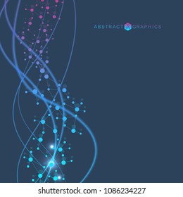 Structure molecule and communication. Dna, atom, neurons. Scientific concept for your design. Connected lines with dots. Medical, technology, chemistry, science background. Vector illustration