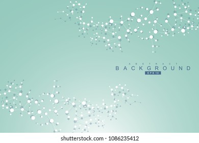 Structure molecule and communication. Dna, atom, neurons. Scientific concept for your design. Connected lines with dots. Medical, technology, chemistry, science background. Vector illustration