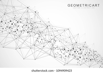Structure molecule and communication. Dna, atom, neurons. Scientific concept for your design. Connected lines with dots. Medical, technology, chemistry, science background. Vector illustration