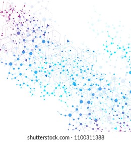 Structure molecule and communication. Dna, atom, neurons. Abstract polygonal structure with connecting dots and lines. Medical, technology, chemistry, science background. Vector illustration