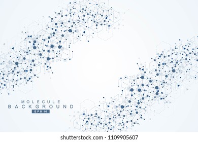 Structure molecule and communication. Dna, atom, neurons. Abstract polygonal structure with connecting dots and lines. Medical, technology, chemistry, science background. Vector illustration