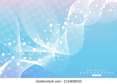 Structure molecule and communication. Dna, atom, neurons. Abstract polygonal structure with connecting dots and lines. Medical, technology, chemistry, science background. Vector illustration