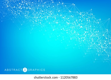 Structure molecule and communication. Dna, atom, neurons. Abstract polygonal structure with connecting dots and lines. Medical, technology, chemistry, science background. Vector illustration
