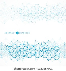 Structure molecule and communication. Dna, atom, neurons. Abstract polygonal structure with connecting dots and lines. Medical, technology, chemistry, science background. Vector illustration