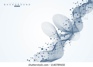 Structure molecule and communication. Dna, atom, neurons. Abstract polygonal structure with connecting dots and lines. Medical, technology, chemistry, science background. Vector illustration