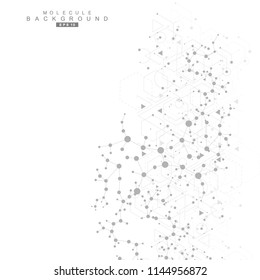 Structure molecule and communication. Dna, atom, neurons. Abstract polygonal structure with connecting dots and lines. Medical, technology, chemistry, science background. Vector illustration