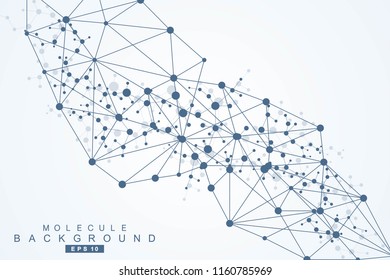Structure molecule and communication. Dna, atom, neurons. Abstract polygonal structure with connecting dots and lines. Medical, technology, chemistry, science background. Vector illustration