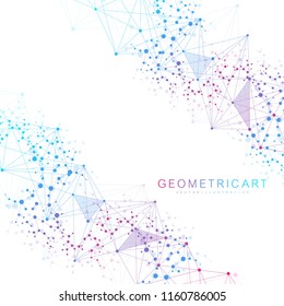 Structure molecule and communication. Dna, atom, neurons. Abstract polygonal structure with connecting dots and lines. Medical, technology, chemistry, science background. Vector illustration