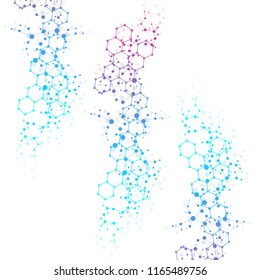 Structure molecule and communication. Dna, atom, neurons. Abstract polygonal structure with connecting dots and lines. Medical, technology, chemistry, science background. Vector illustration