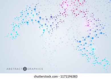 Structure molecule and communication. Dna, atom, neurons. Scientific concept for your design. Connected lines with dots. Medical, technology, chemistry, science background. Vector illustration