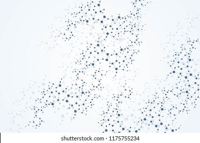 Structure molecule and communication. Dna, atom, neurons. Scientific concept for your design. Connected lines with dots. Medical, technology, chemistry, science background. Vector illustration