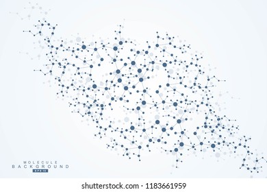 Structure molecule and communication. Dna, atom, neurons. Scientific concept for your design. Connected lines with dots. Medical, technology, chemistry, science background. Vector illustration