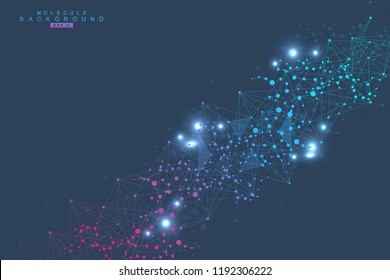 Structure Molecule And Communication. Dna, Atom, Neurons. Scientific Concept For Your Design. Connected Lines With Dots. Medical, Technology, Chemistry, Science Background. Vector Illustration