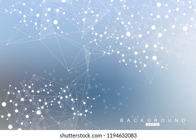 Structure molecule and communication. Dna, atom, neurons. Scientific concept for your design. Connected lines with dots. Medical, technology, chemistry, science background. Vector illustration