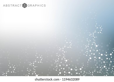 Structure molecule and communication. Dna, atom, neurons. Scientific concept for your design. Connected lines with dots. Medical, technology, chemistry, science background. Vector illustration