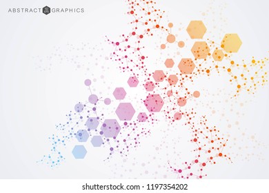 Structure molecule and communication. Dna, atom, neurons. Scientific concept for your design. Connected lines with dots. Medical, technology, chemistry, science background. Vector illustration