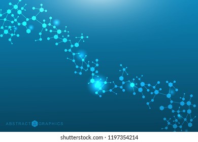 Structure molecule and communication. Dna, atom, neurons. Scientific concept for your design. Connected lines with dots. Medical, technology, chemistry, science background. Vector illustration