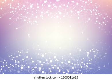 Structure molecule and communication. Dna, atom, neurons. Scientific concept for your design. Connected lines with dots. Medical, technology, chemistry, science background. Vector illustration
