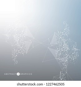 Structure molecule and communication. Dna, atom, neurons. Scientific concept for your design. Connected lines with dots. Medical, technology, chemistry, science background. Vector illustration