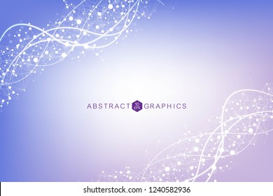 Structure molecule and communication. Dna, atom, neurons. Scientific concept for your design. Connected lines with dots. Medical, technology, chemistry, science background. Vector illustration