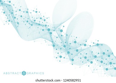 Structure molecule and communication. Dna, atom, neurons. Scientific concept for your design. Connected lines with dots. Medical, technology, chemistry, science background. Vector illustration