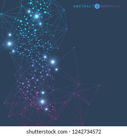 Structure molecule and communication. Dna, atom, neurons. Scientific concept for your design. Connected lines with dots. Medical, technology, chemistry, science background. Vector illustration