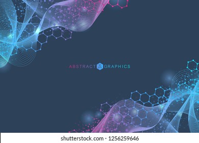 Structure molecule and communication. Dna, atom, neurons. Scientific concept for your design. Connected lines with dots. Medical, technology, chemistry, science background. Vector illustration