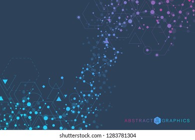 Structure molecule and communication. Dna, atom, neurons. Scientific concept for your design. Connected lines with dots. Medical, technology, chemistry, science background. Vector illustration