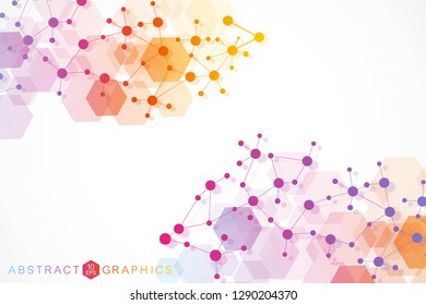 Structure molecule and communication. Dna, atom, neurons. Scientific concept for your design. Connected lines with dots. Medical, technology, chemistry, science background. Vector illustration