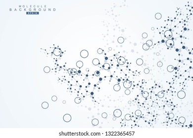 Structure molecule and communication. Dna, atom, neurons. Scientific concept for your design. Connected lines with dots. Medical, technology, chemistry, science background. Vector illustration