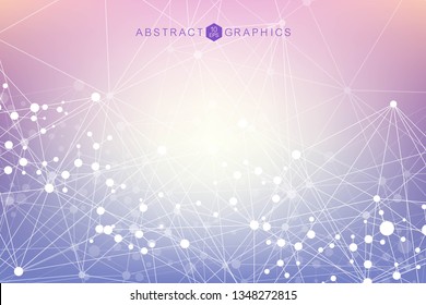 Structure molecule and communication. Dna, atom, neurons. Scientific concept for your design. Connected lines with dots. Medical, technology, chemistry, science background. Vector illustration