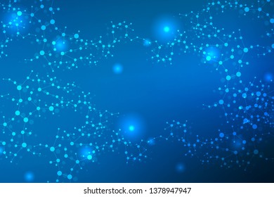 Structure molecule and communication. Dna, atom, neurons. Scientific concept for your design. Connected lines with dots. Medical, technology, chemistry, science background. Vector illustration