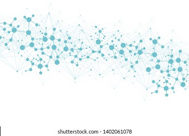 Structure molecule and communication. Dna, atom, neurons. Scientific concept for your design. Connected lines with dots. Medical, technology, chemistry, science background. Vector illustration.
