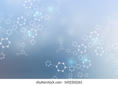 Structure molecule and communication. Dna, atom, neurons. Scientific concept for your design. Connected lines with dots. Medical, technology, chemistry, science background. Vector illustration.