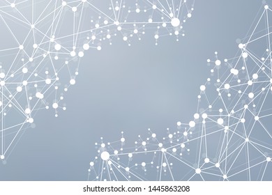 Structure molecule and communication. Dna, atom, neurons. Scientific concept for your design. Connected lines with dots. Medical, technology, chemistry, science background. Vector illustration.