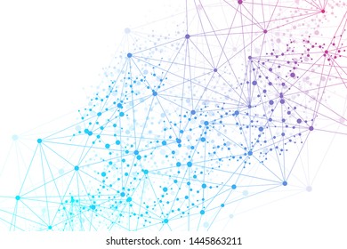 Structure molecule and communication. Dna, atom, neurons. Scientific concept for your design. Connected lines with dots. Medical, technology, chemistry, science background. Vector illustration.