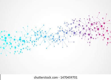 Structure molecule and communication. Dna, atom, neurons. Scientific concept for your design. Connected lines with dots. Medical, technology, chemistry, science background. Vector illustration.