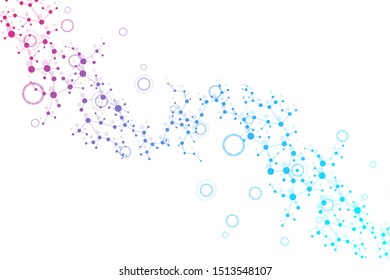 Structure molecule and communication. Dna, atom, neurons. Scientific concept for your design. Connected lines with dots. Medical, technology, chemistry, science background. Vector illustration.