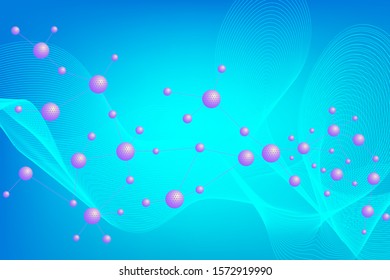 Structure molecule and communication. Dna, atom, neurons. Scientific concept for your design. Connected lines with dots. Science background. Vector illustration.