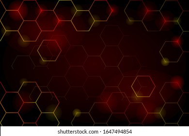 Structure molecule and communication. Dna, atom, neurons. Scientific concept for your design. Connected hexagon with light. Medical, technology, chemistry, science background. Vector illustration.