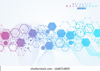 Estructura molécula y comunicación.Adn, átomo, neuronas. Concepto científico para su diseño. Líneas conectadas con puntos. Medicina, tecnología, química, ciencias. Ilustración vectorial.