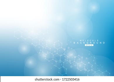 Structure molecule and communication. Dna, atom, neurons. Scientific concept for your design. Connected lines with dots. Medical, technology, chemistry, science background. Vector illustration.