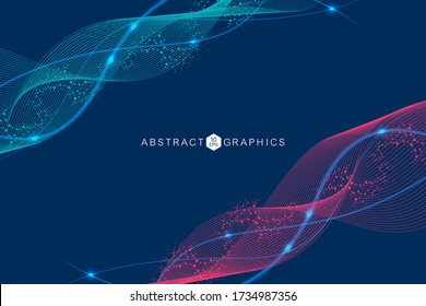 Structure molecule and communication. Dna, atom, neurons. Scientific concept for your design. Connected lines with dots. Medical, technology, chemistry, science background. Vector illustration.